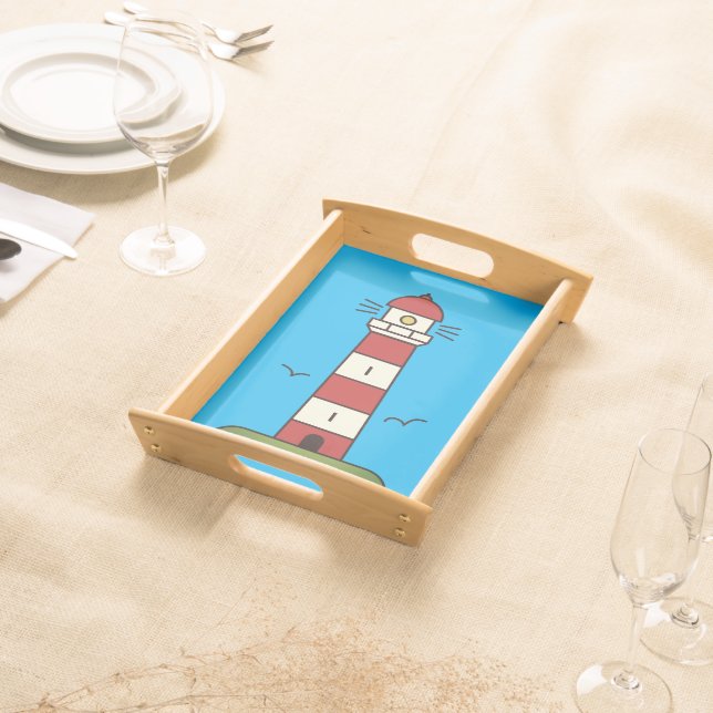 Lighthouse drawing serving tray (Front)
