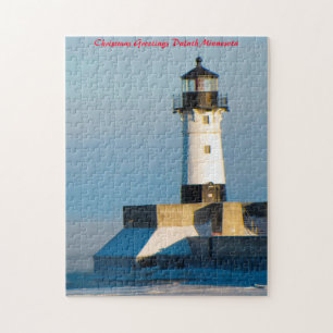 Lighthouse Duluth Minnesota.Christmas Greetings Jigsaw Puzzle