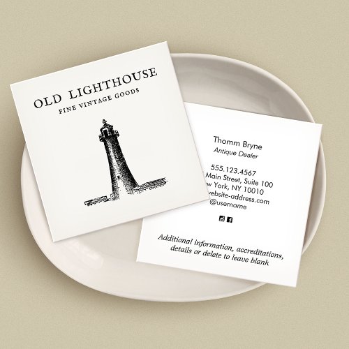 Lighthouse Etching Square Business Card