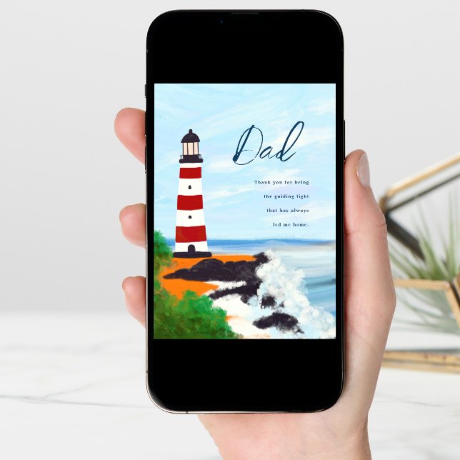 Lighthouse Father's Day Personalized Greeting Card (Front Digital)