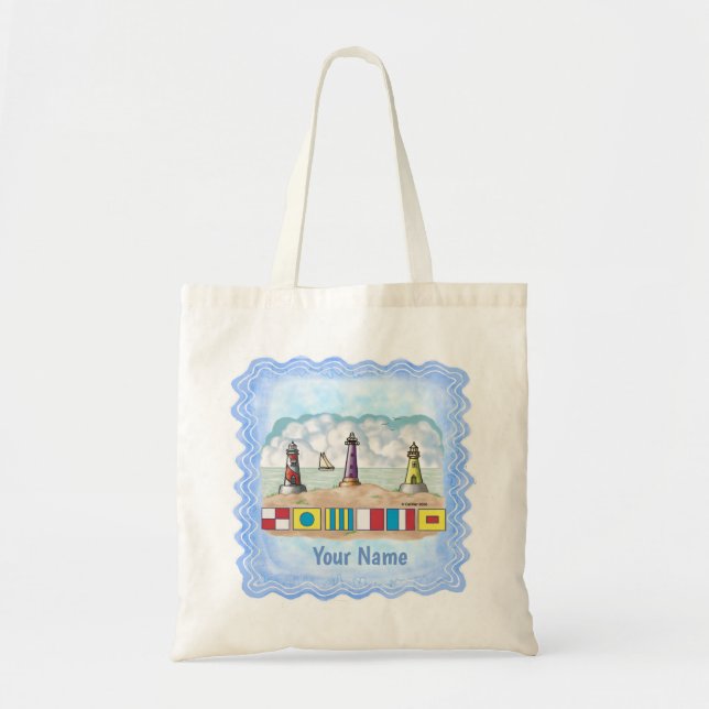 Lighthouse Flags  tote bag (Front)