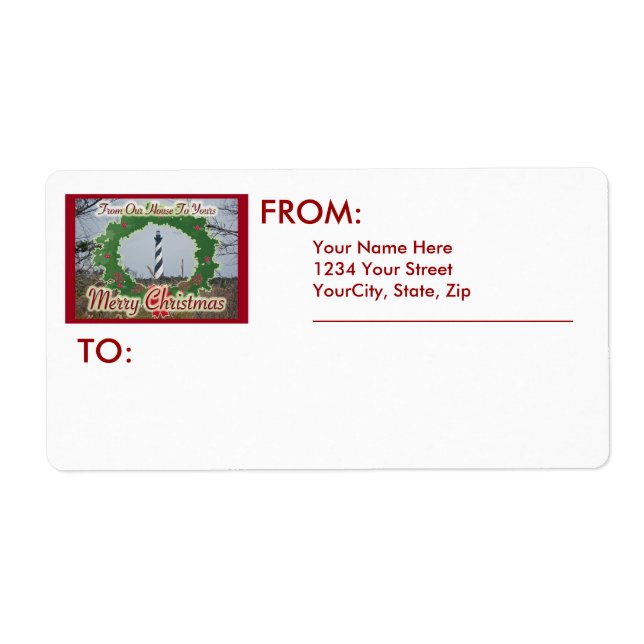 Lighthouse From Our House Merry Christmas Label (Front)