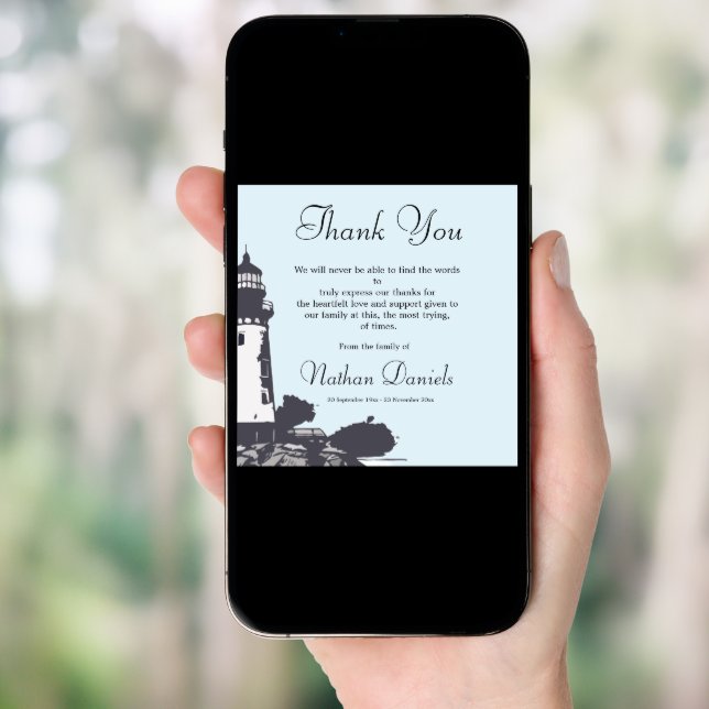 Lighthouse Funeral Thank You Cards (Front Digital)