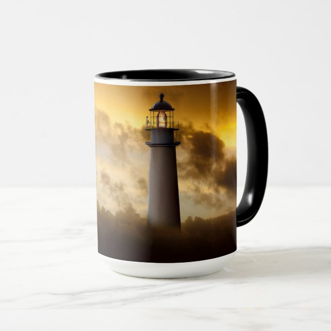 Lighthouse Glowing under Dramatic Sky Mug (Front Right)