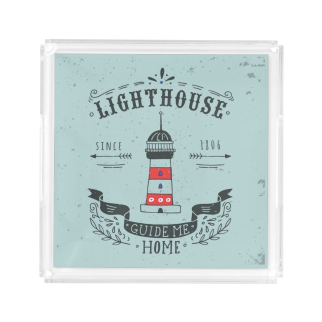 Lighthouse Guide Me Home Poster Acrylic Tray (Front)