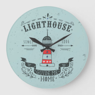 Lighthouse Guide Me Home Poster Large Clock