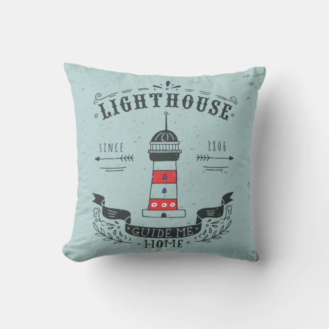 Lighthouse Guide Me Home Poster Throw Pillow (Front)