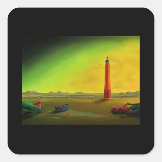 Lighthouse in a Barren Landscape sticker (Front)