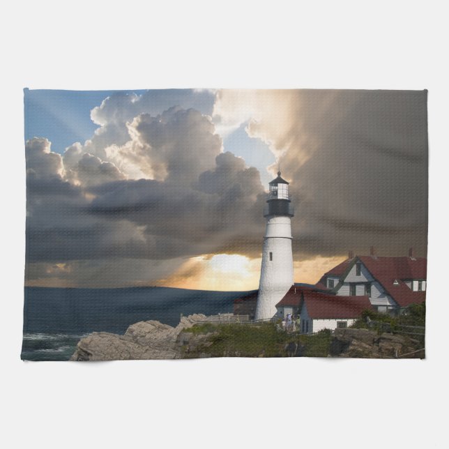 Lighthouse in a Storm Towel (Horizontal)