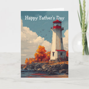Lighthouse in Autumn Fall Father's Day Card