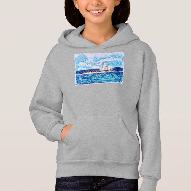 Lighthouse in Blue Hoodie (Front)