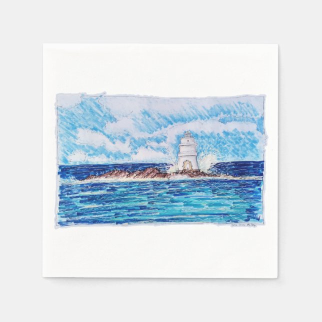 Lighthouse in Blue Napkins (Front)