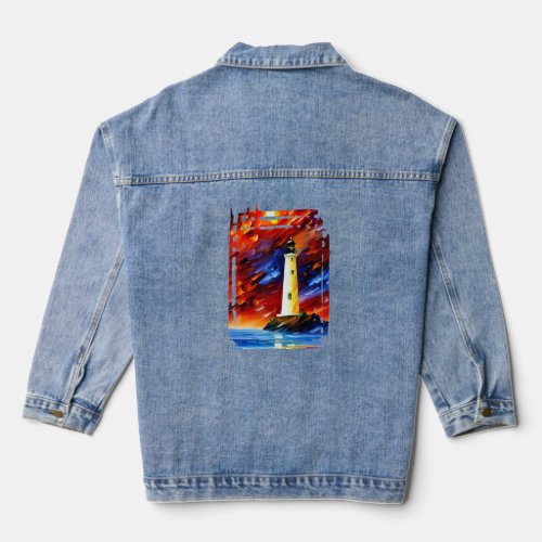 Lighthouse in Full Primary Colors  Denim Jacket