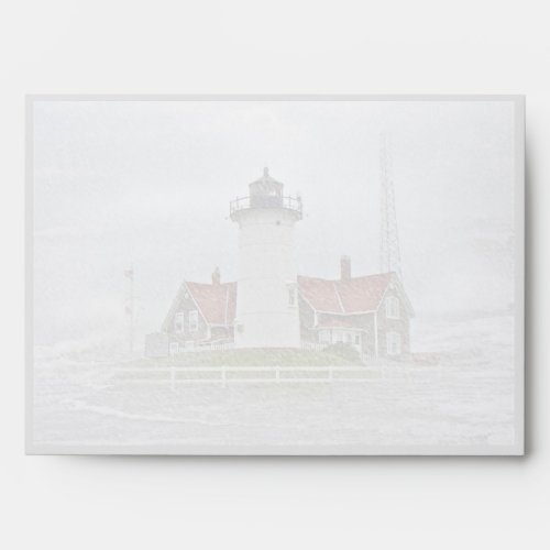 Lighthouse in Snow Merry Christmas Envelope