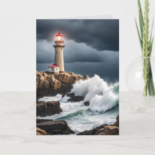 Lighthouse In Storm Clouds Sympathy Card