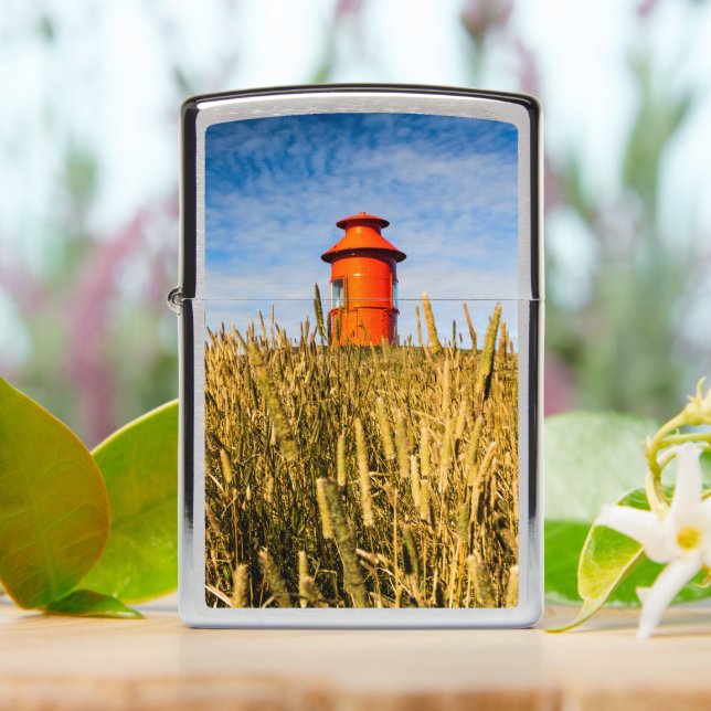 Lighthouse in Stykkisholmur, Iceland Zippo Lighter (On Table)