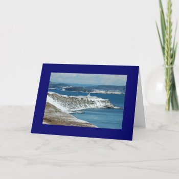 Lighthouse In The Snow Holiday Card by OrcaWatcher at Zazzle