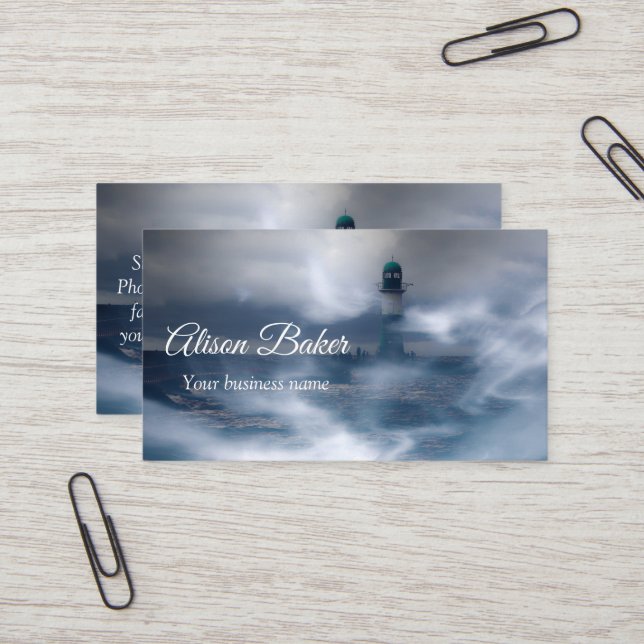 Lighthouse in the storm - Baltic Sea   Business Ca Card (Front/Back In Situ)
