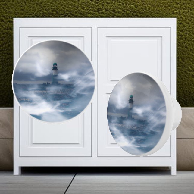 Lighthouse in the storm - Baltic Sea   Ceramic Knob (Creator Uploaded)