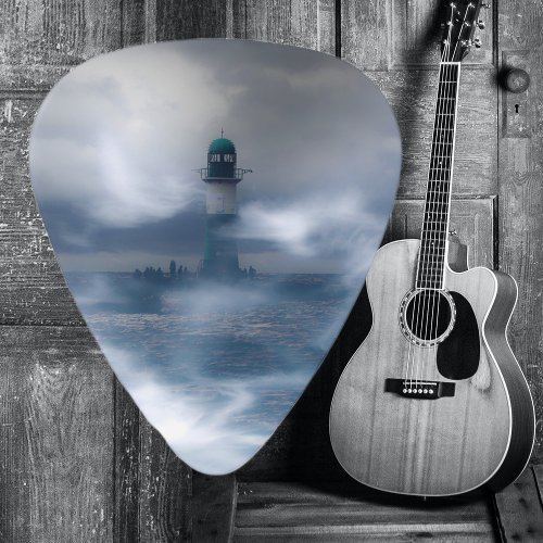 Lighthouse in the storm _ Baltic Sea Guitar Pick