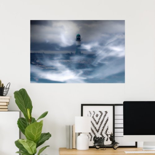 Lighthouse in the storm _ Baltic Sea  Poster