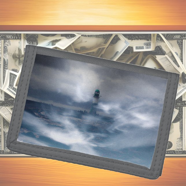Lighthouse in the storm - Baltic Sea   Trifold Wallet (Creator Uploaded)