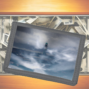 Lighthouse in the storm - Baltic Sea   Trifold Wallet