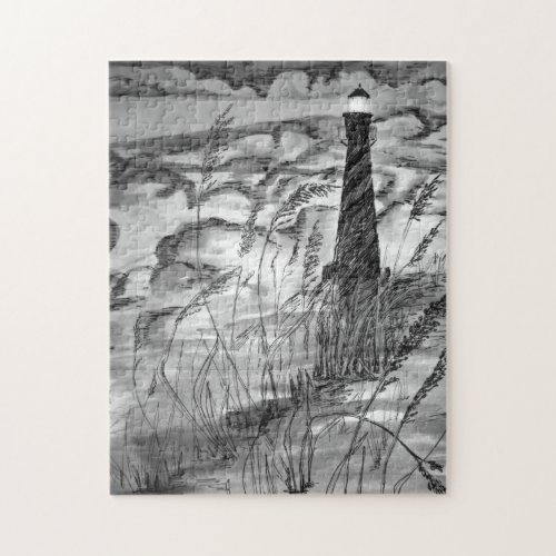 Lighthouse In The Storm Jigsaw Puzzle