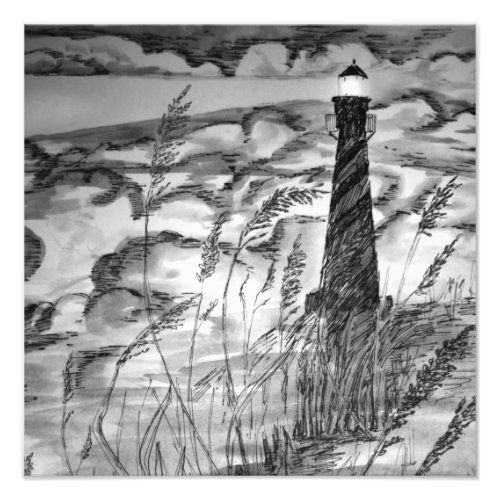 Lighthouse In The Storm Photo Print