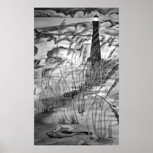 Lighthouse In The Storm Poster