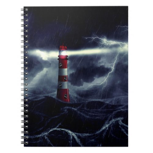 Lighthouse in the stormy sea digital illustration notebook