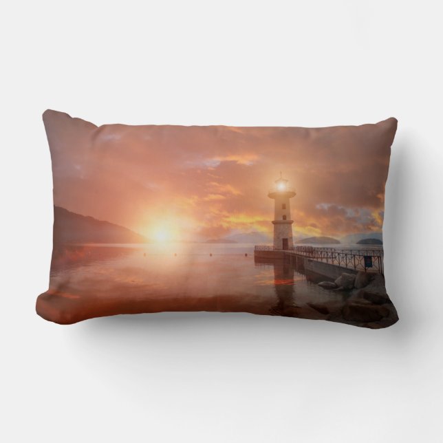 Lighthouse in the Sunset Lumbar Pillow (Front)