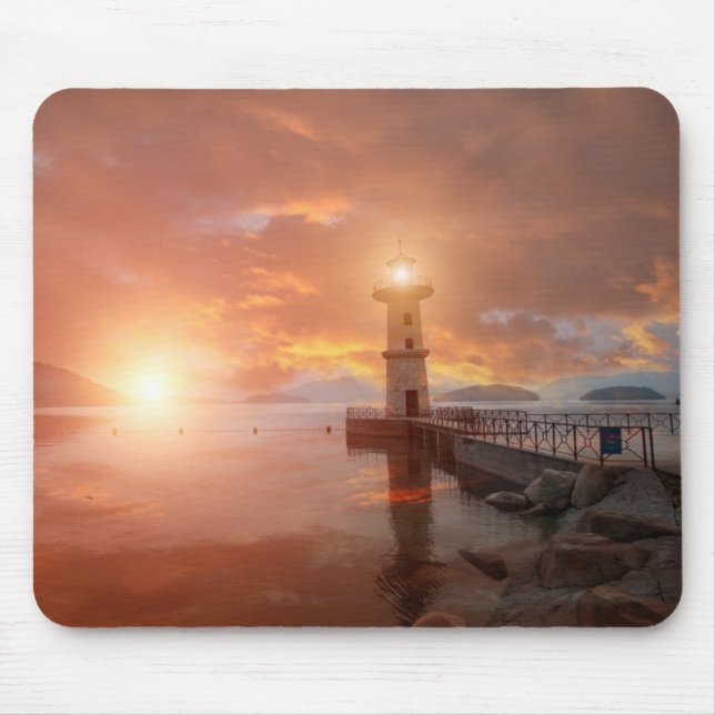 Lighthouse in the Sunset Mouse Pad (Front)