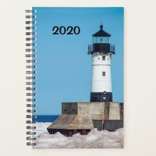 Lighthouse In Winter 2023 planner _ Duluth MN