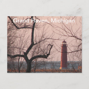 Lighthouse in Winter Grand Haven, MI Postcard