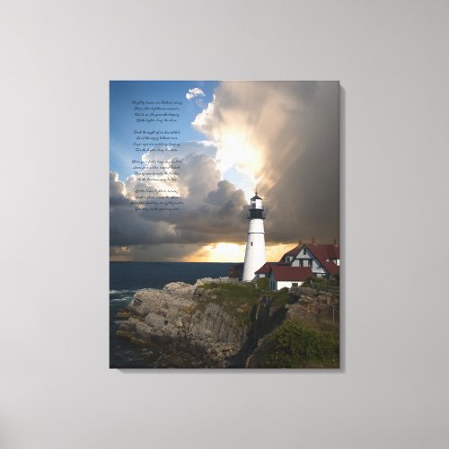 Lighthouse Inspiring Quote Stretched Canvas Print