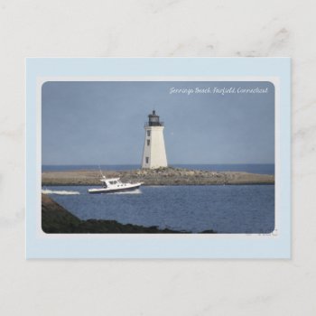 Lighthouse Jennings Beach Fairfield Connecticut Postcard by Aviateros at Zazzle