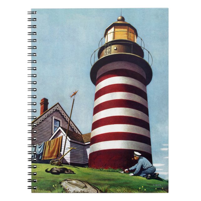 Lighthouse Keeper by Stevan Dohanos Notebook (Front)