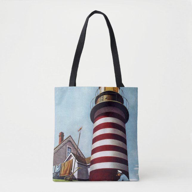 Lighthouse Keeper by Stevan Dohanos Tote Bag (Front)