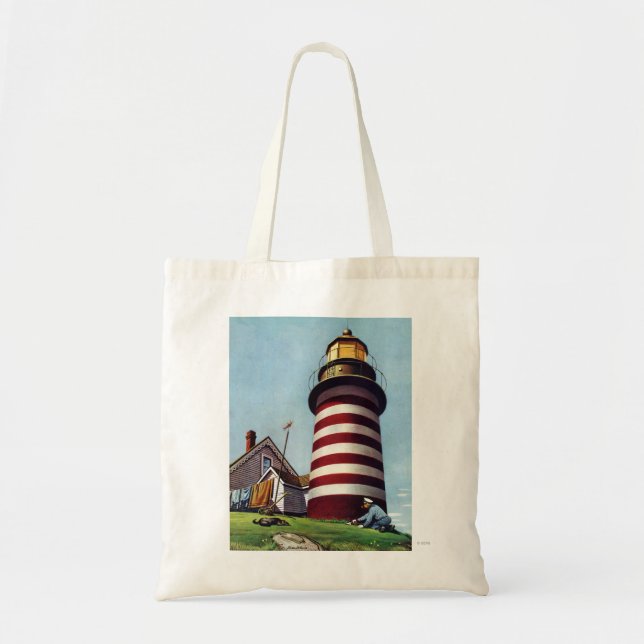 Lighthouse Keeper by Stevan Dohanos Tote Bag (Front)