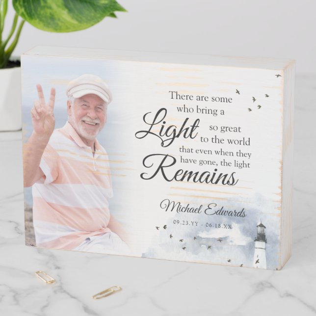 Lighthouse | Keepsake Memorial Photo Wooden Box Sign (In Situ Horizontal)