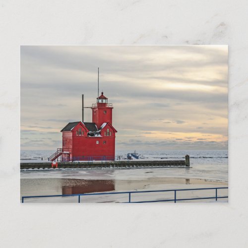 Lighthouse Known as Big Red in Holland Michigan Postcard