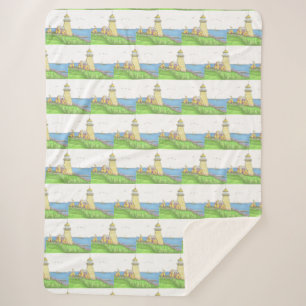 Lighthouse Large Sherpa Blanket