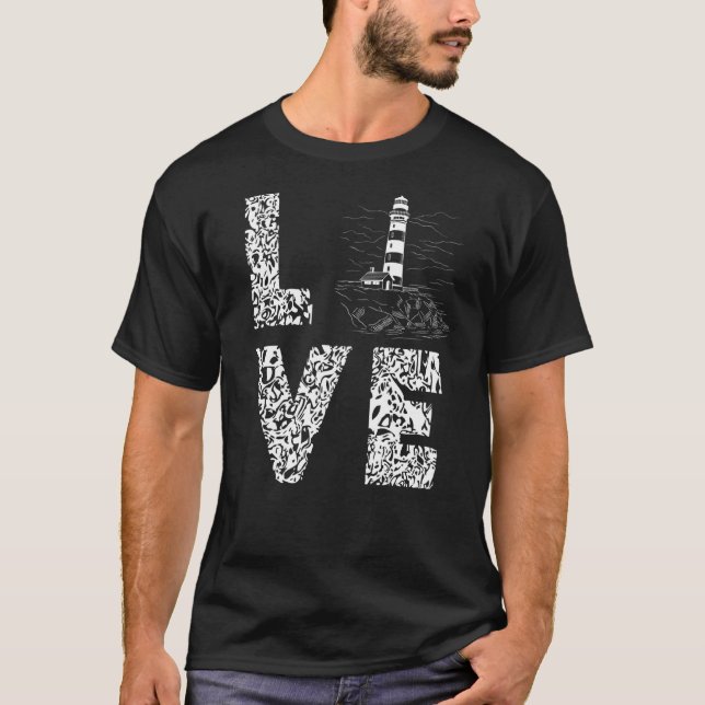Lighthouse Leopard Love Seaside Life Sailing Beach T-Shirt (Front)