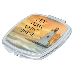 Lighthouse Let Your Light Shine Christian Bible Compact Mirror