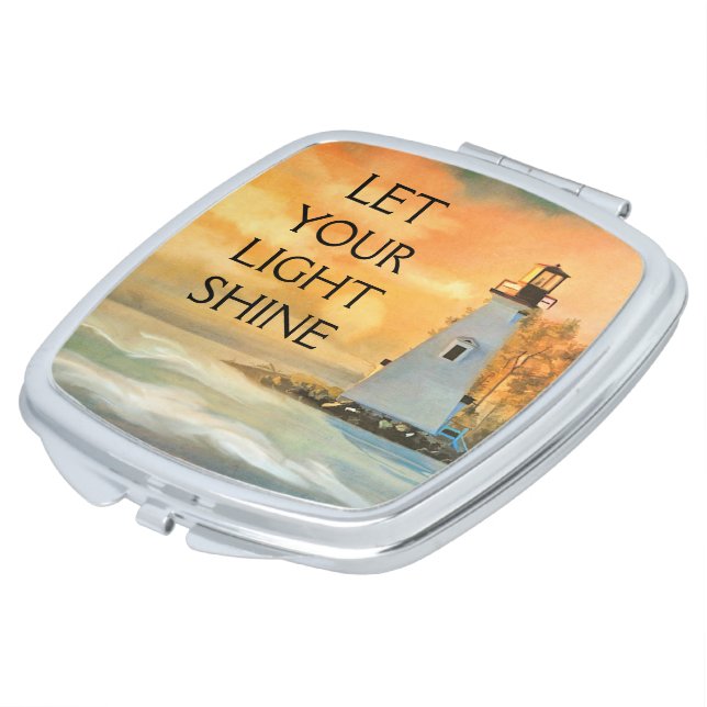 Lighthouse Let Your Light Shine Christian Bible Compact Mirror (Turned)