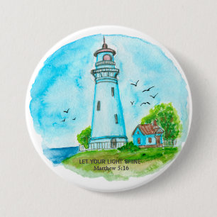 Lighthouse Let Your Light Shine Matthew 5:16 Button