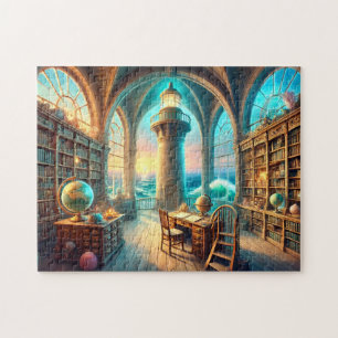 Lighthouse Library Ocean Tower Reading Room Jigsaw Puzzle