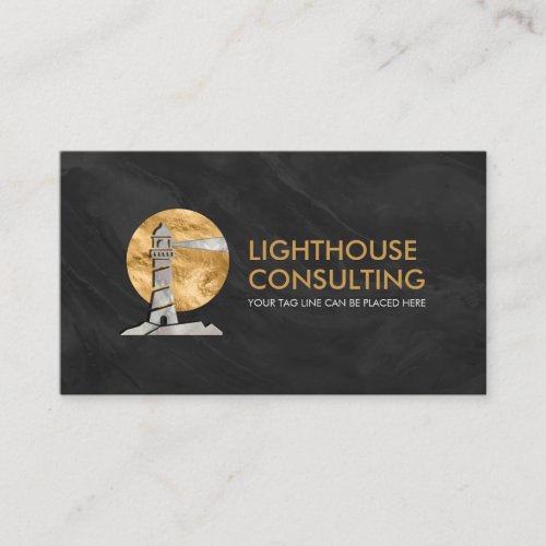 Lighthouse logo _ gold and pearl business card