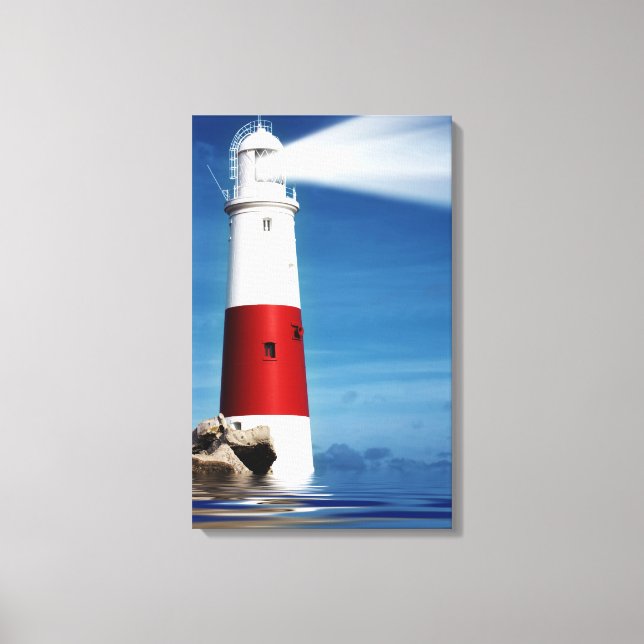 Lighthouse lookout at sea canvas print (Front)